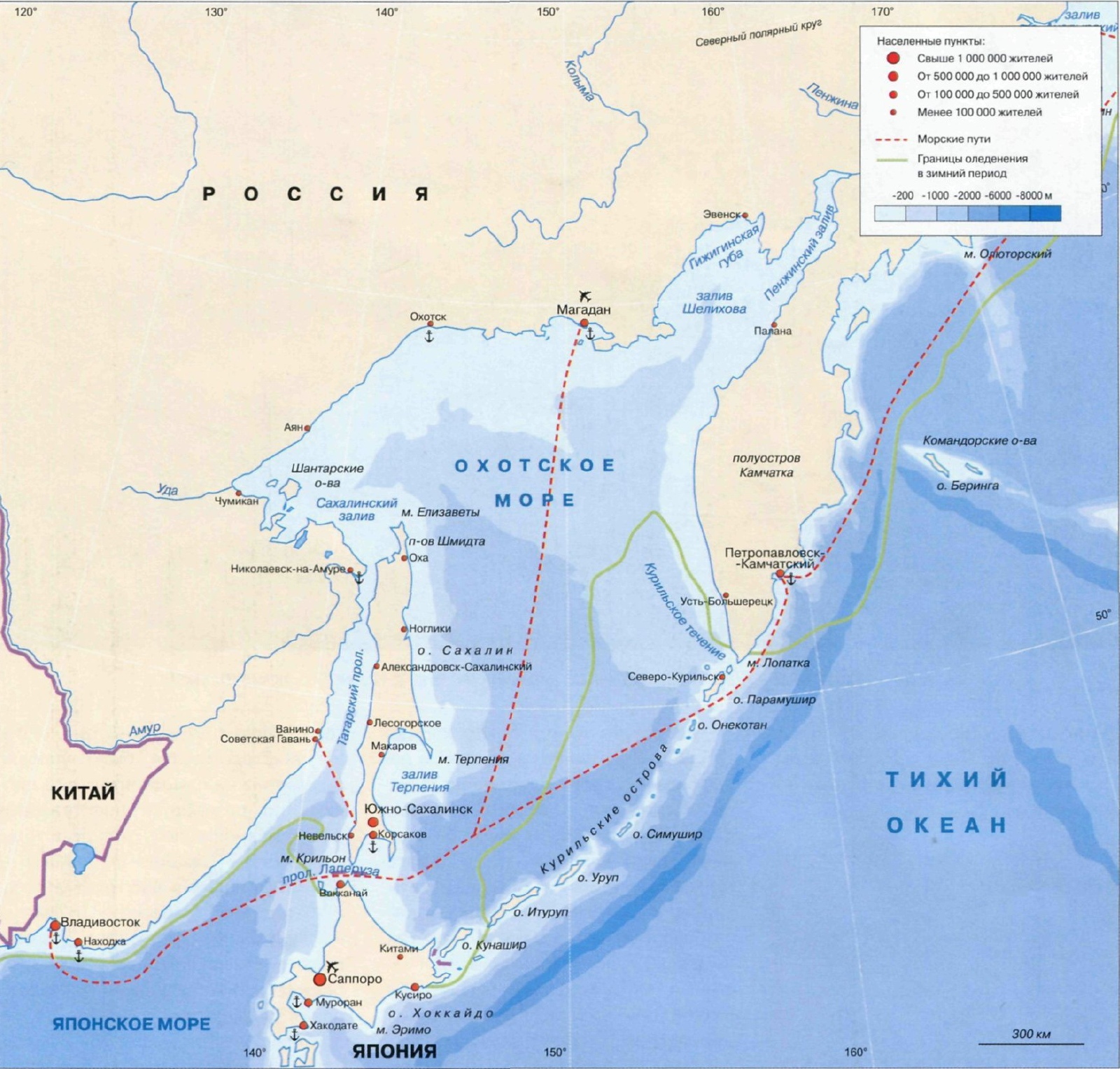 Карта Сахалин Охотское море